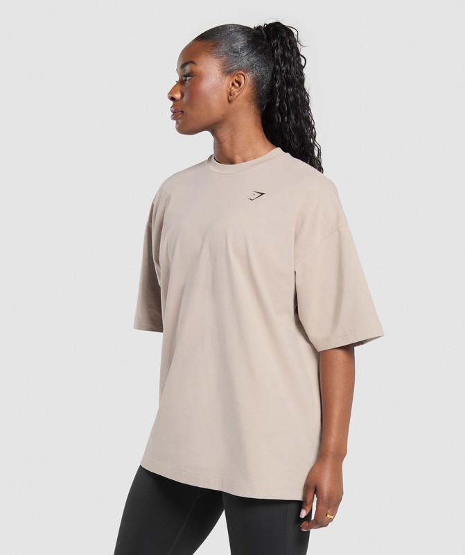 Gymshark Power Overlay OS Baggy Tee GFX T-Shirt Dames Roze | PWDZ24876