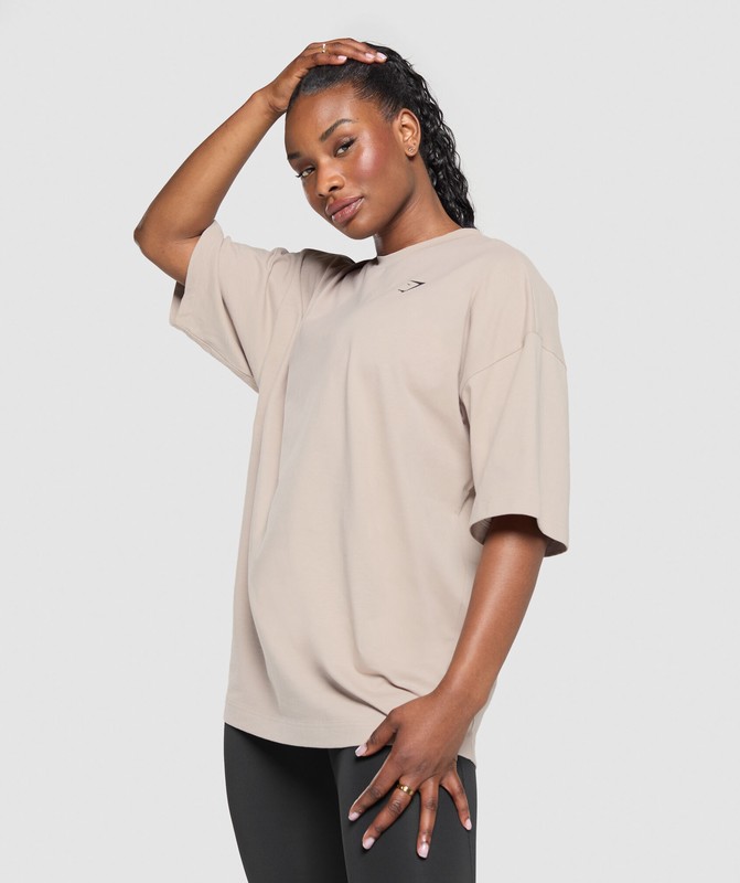 Gymshark Power Overlay OS Baggy Tee GFX T-Shirt Dames Roze | PWDZ24876