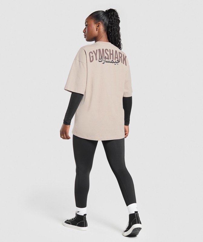 Gymshark Power Overlay OS Baggy Tee GFX T-Shirt Dames Roze | PWDZ24876