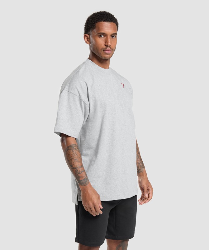 Gymshark Power Overlay OS Tee GFX T-Shirt Heren Lichtgrijs | SFMP17843