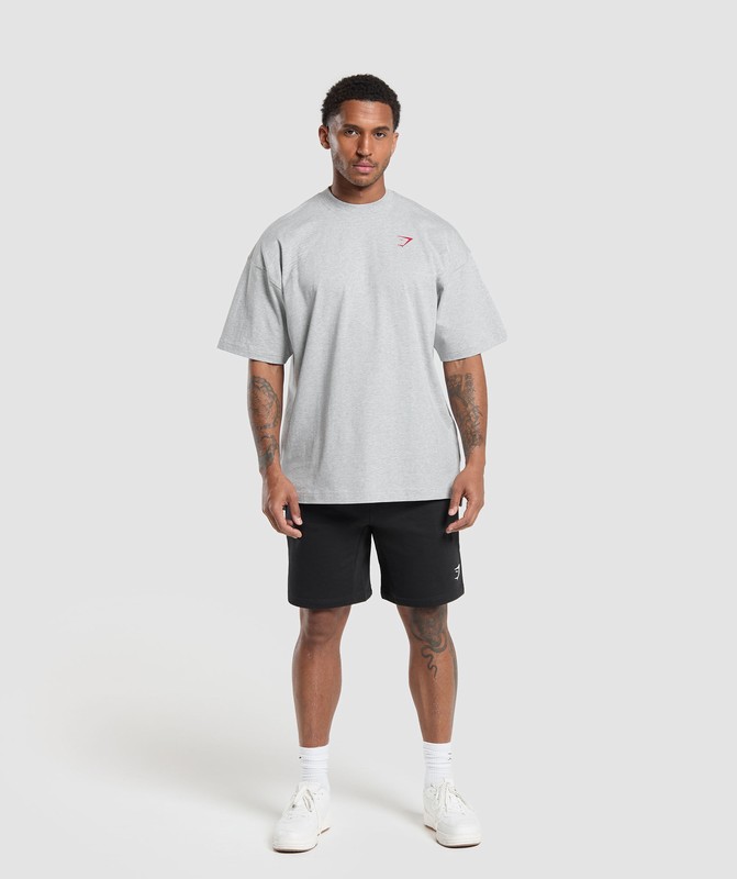 Gymshark Power Overlay OS Tee GFX T-Shirt Heren Lichtgrijs | SFMP17843