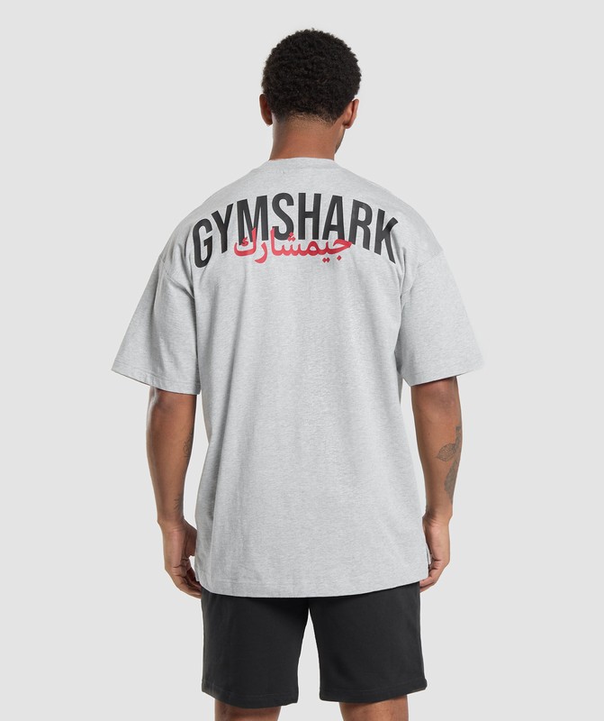 Gymshark Power Overlay OS Tee GFX T-Shirt Heren Lichtgrijs | SFMP17843