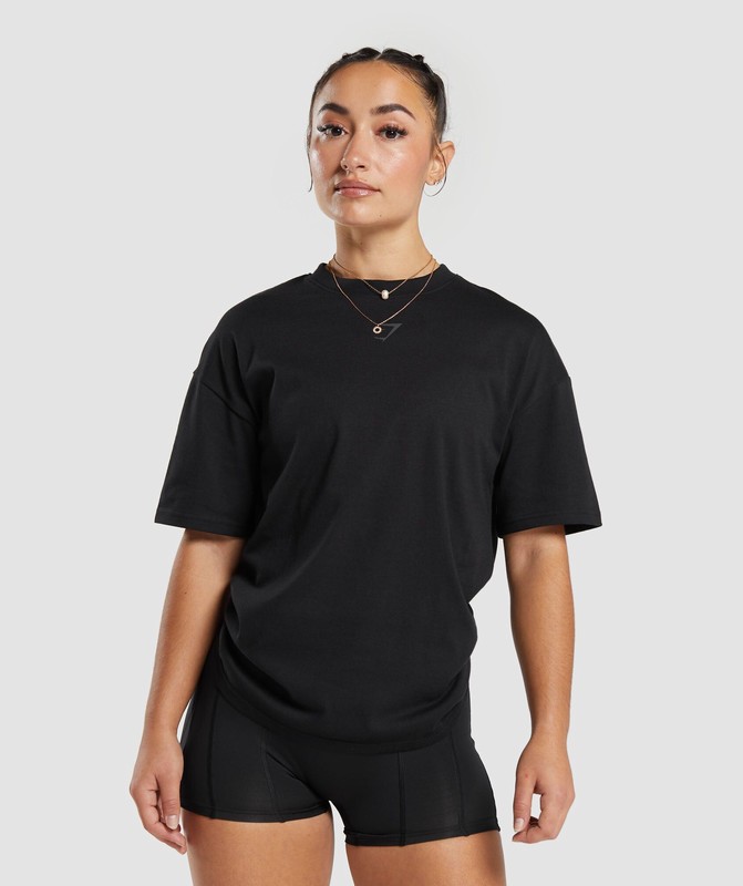 Gymshark Power Oversized T-Shirt T-Shirt Dames Zwart | CMTN29784