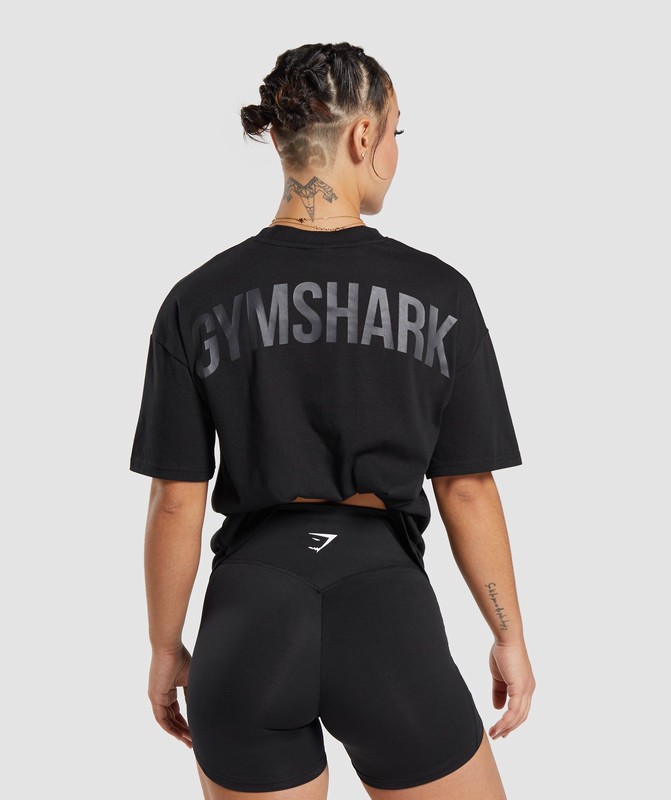 Gymshark Power Oversized T-Shirt T-Shirt Dames Zwart | CMTN29784