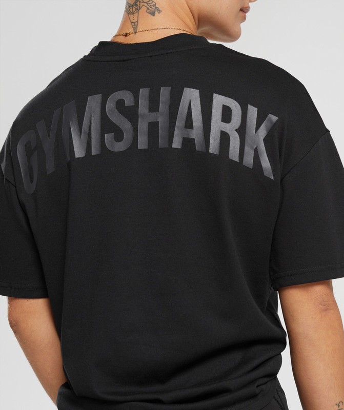 Gymshark Power Oversized T-Shirt T-Shirt Dames Zwart | CMTN29784
