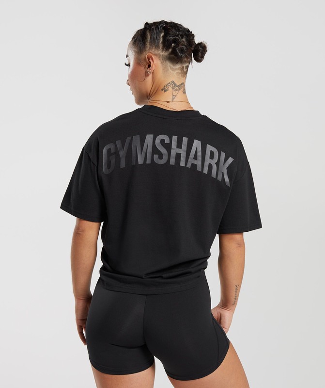 Gymshark Power Oversized T-Shirt T-Shirt Dames Zwart | CMTN29784
