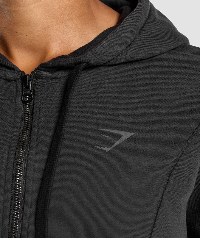 Gymshark Power Oversized Zip Hoodie Hoodie Dames Zwart Lichtturkoois | WDYS47582