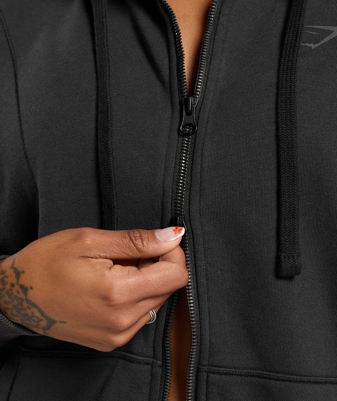Gymshark Power Oversized Zip Hoodie Hoodie Dames Zwart Lichtturkoois | WDYS47582
