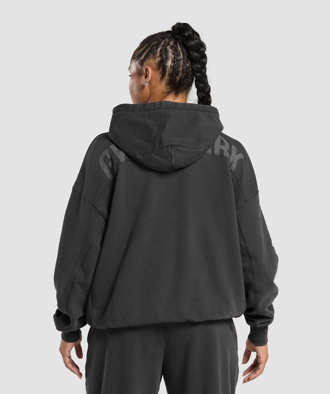 Gymshark Power Oversized Zip Hoodie Hoodie Dames Zwart Lichtturkoois | WDYS47582