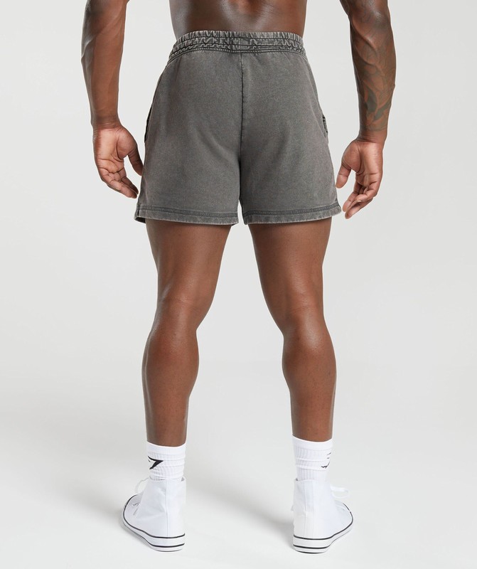 Gymshark Power Washed 5" Shorts Korte Broek Heren Grijs | EJHM47902