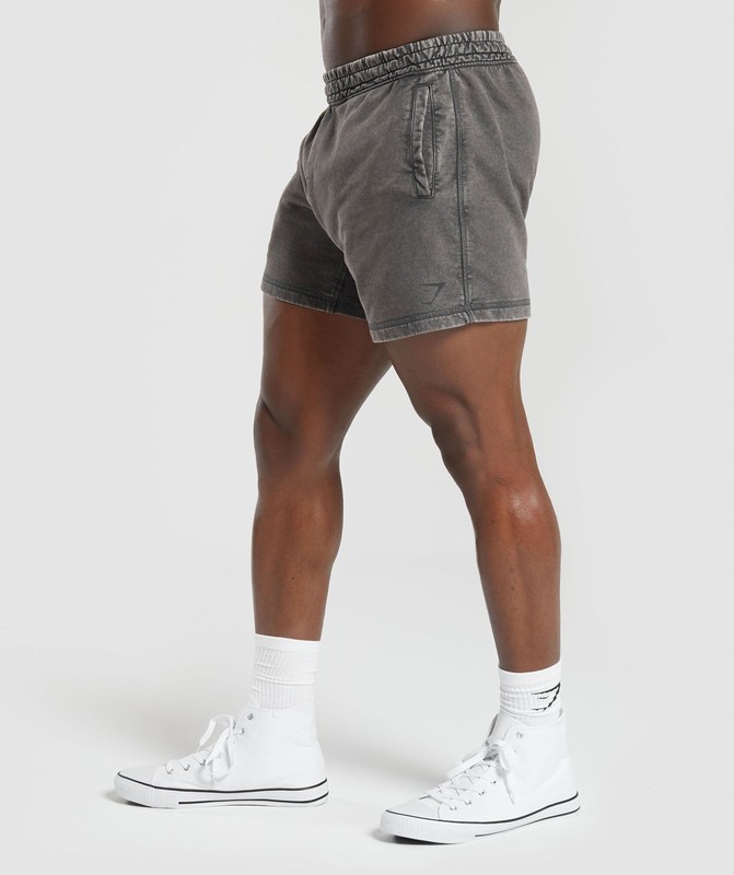 Gymshark Power Washed 5" Shorts Korte Broek Heren Grijs | EJHM47902