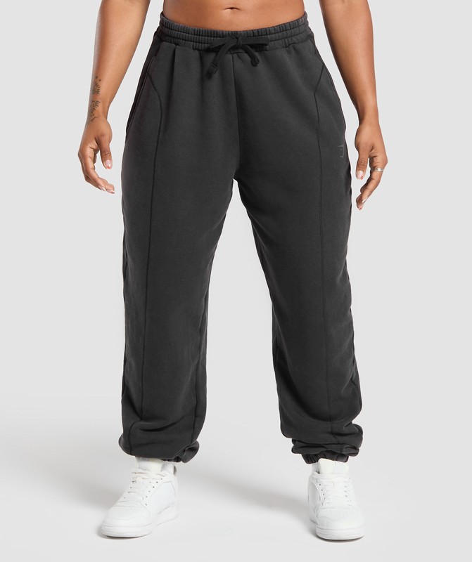 Gymshark Power Washed Joggers Joggingbroek Dames Zwart Lichtturkoois | CQSP52871