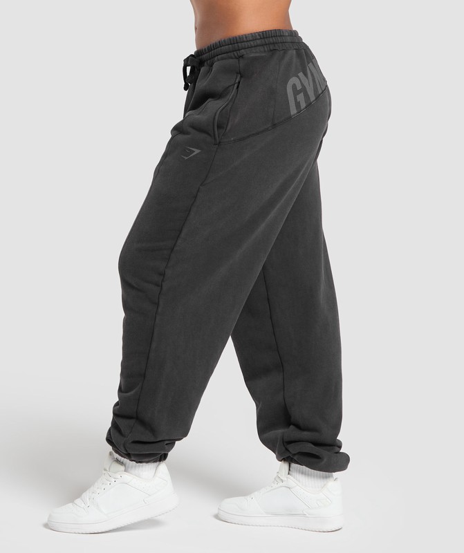 Gymshark Power Washed Joggers Joggingbroek Dames Zwart Lichtturkoois | CQSP52871