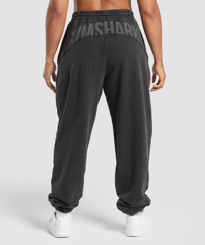 Gymshark Power Washed Joggers Joggingbroek Dames Zwart Lichtturkoois | CQSP52871