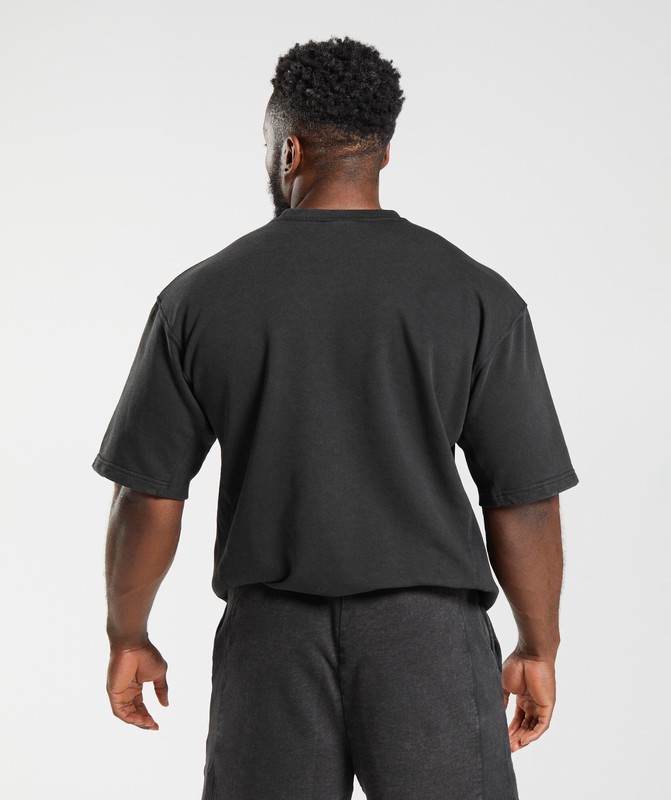 Gymshark Power Washed Short Sleeve Crew Sokken Heren Zwart | WIKB68205
