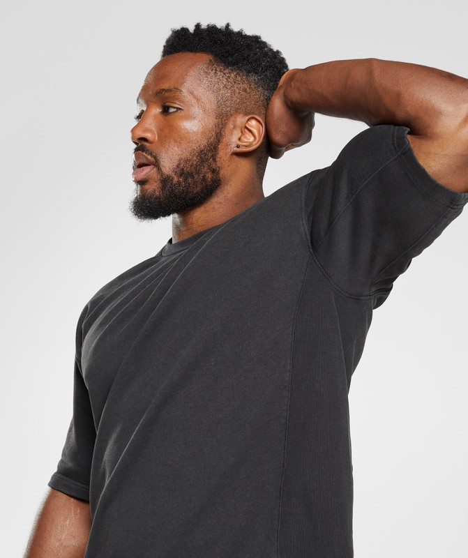 Gymshark Power Washed Short Sleeve Crew Sokken Heren Zwart | WIKB68205