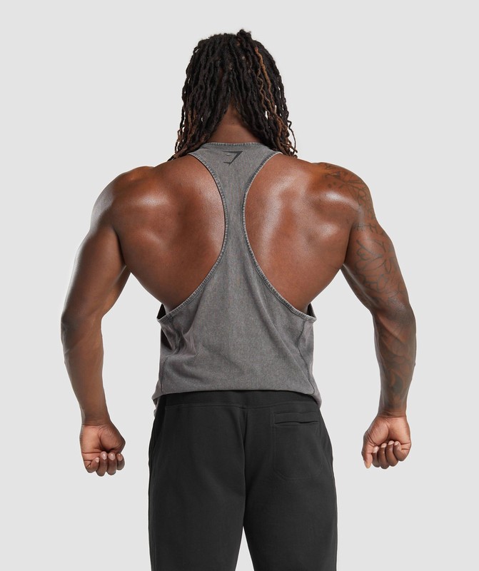 Gymshark Power Washed Stringer Stringer Heren Grijs | NMQH45823