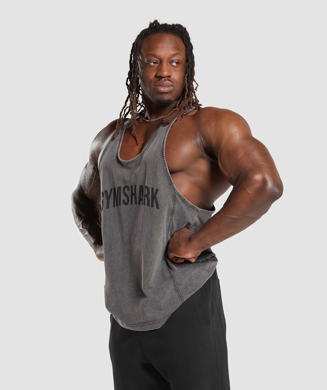 Gymshark Power Washed Stringer Stringer Heren Grijs | NMQH45823