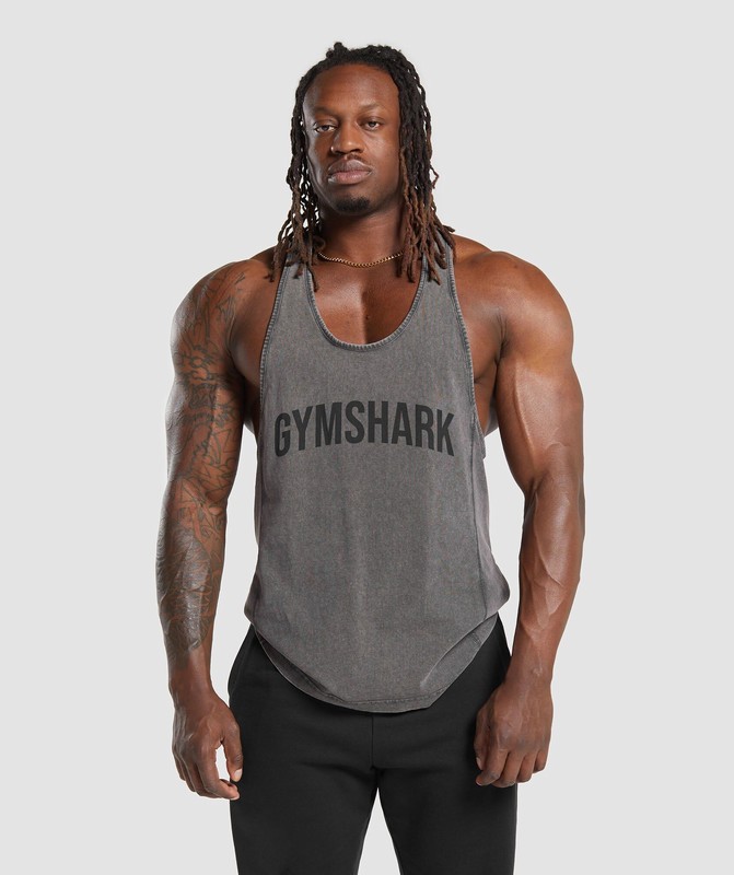 Gymshark Power Washed Stringer Stringer Heren Grijs | NMQH45823