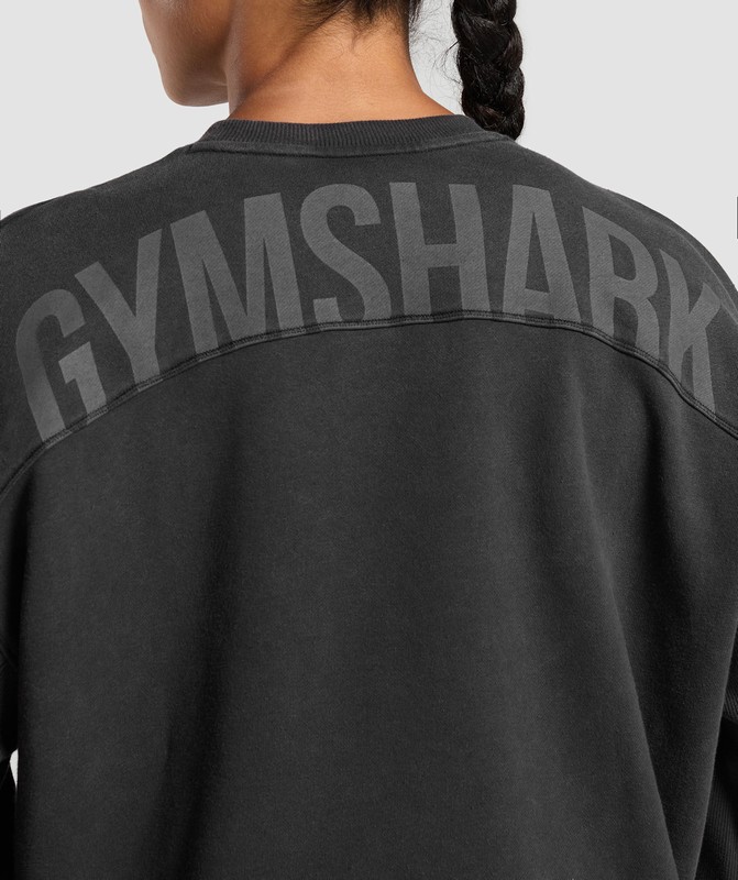 Gymshark Power Washed Sweatshirt Sweatshirts Dames Zwart Lichtturkoois | BAHP48062