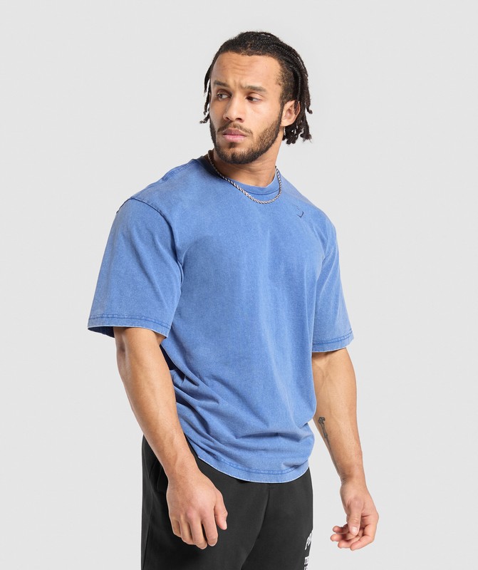 Gymshark Power Washed T-Shirt T-Shirt Heren Blauw | XZGS15430