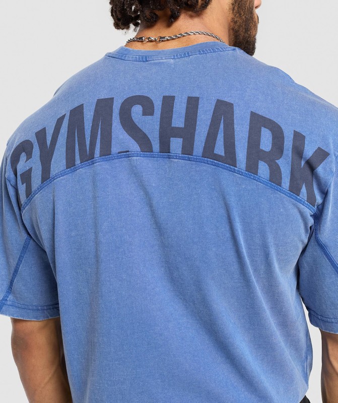 Gymshark Power Washed T-Shirt T-Shirt Heren Blauw | XZGS15430