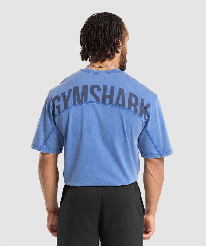 Gymshark Power Washed T-Shirt T-Shirt Heren Blauw | XZGS15430