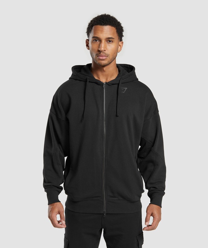 Gymshark Power Zip Up Hoodie Hoodie Heren Zwart | URTQ86942