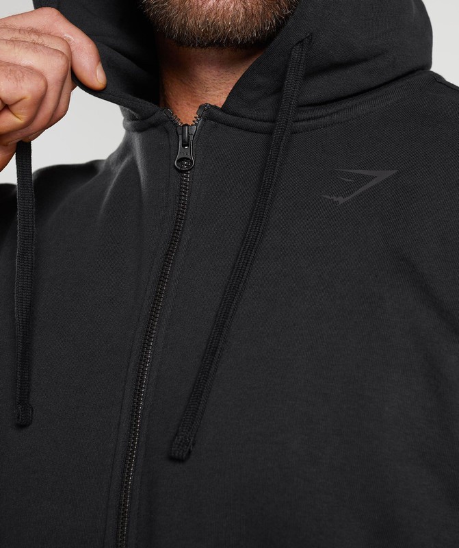 Gymshark Power Zip Up Hoodie Hoodie Heren Zwart | URTQ86942