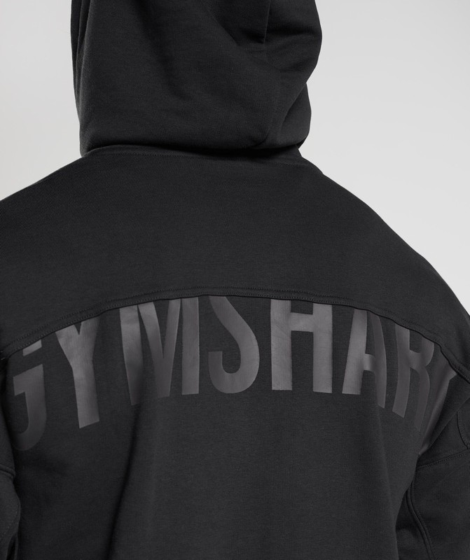 Gymshark Power Zip Up Hoodie Hoodie Heren Zwart | URTQ86942