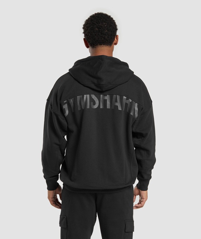 Gymshark Power Zip Up Hoodie Hoodie Heren Zwart | URTQ86942