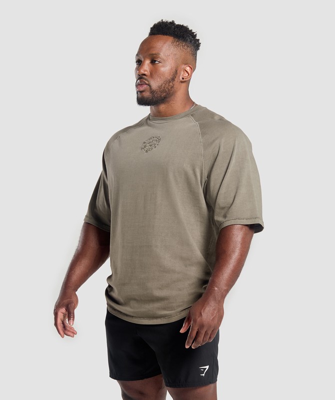 Gymshark Premium Legacy T-Shirt T-Shirt Heren Camo Bruin | TCGR21087
