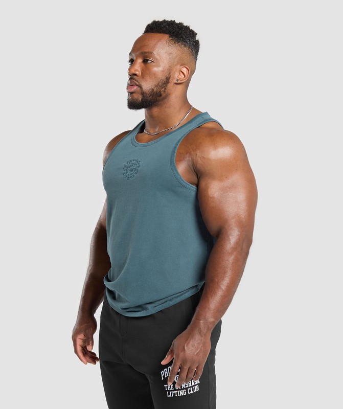 Gymshark Premium Legacy Tank Tanktop Heren Blauw | WVLM34850