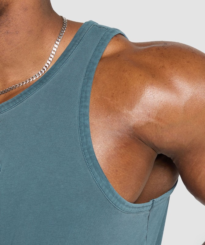 Gymshark Premium Legacy Tank Tanktop Heren Blauw | WVLM34850