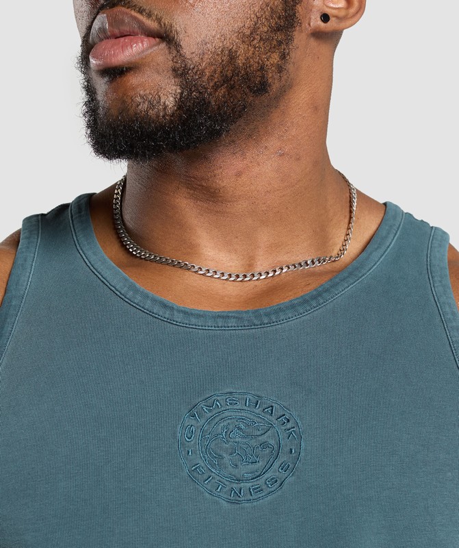 Gymshark Premium Legacy Tank Tanktop Heren Blauw | WVLM34850