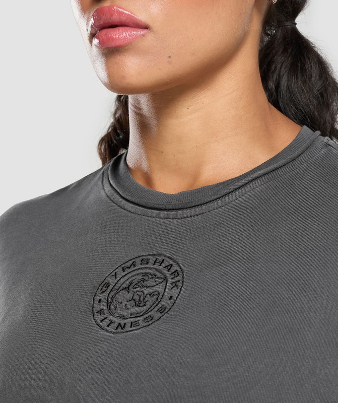 Gymshark Premium Legacy Washed 2-in-1 Long Sleeve T-Shirt Dames Zwart | VATQ39470