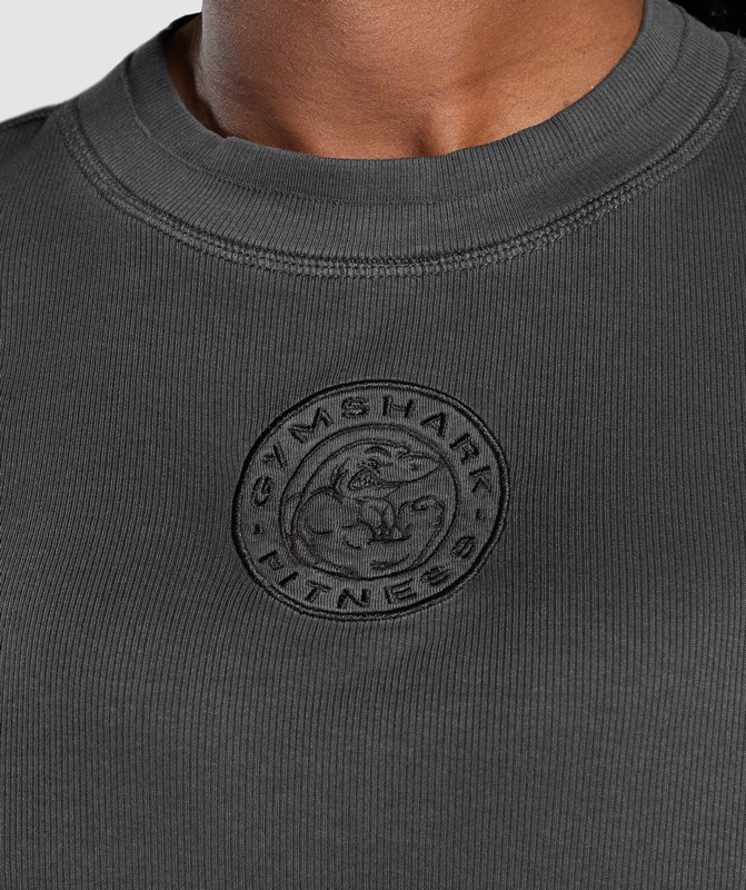 Gymshark Premium Legacy Washed Oversized T-Shirt T-Shirt Dames Zwart | GSBD57384