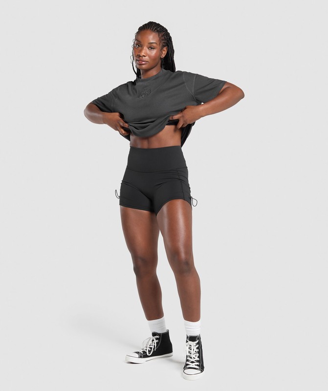 Gymshark Premium Legacy Washed Oversized T-Shirt T-Shirt Dames Zwart | GSBD57384