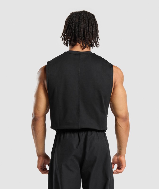 Gymshark Premium Lifting Boxy Cut Off Tank Tanktop Heren Zwart | SIDV64281