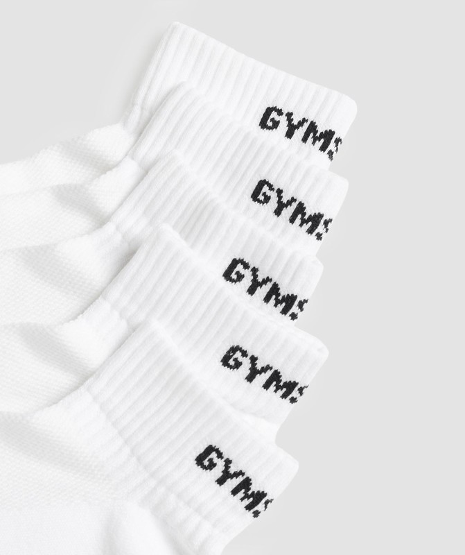 Gymshark Quarter Socks 5pk Sokken Dames Wit | XCGJ92514