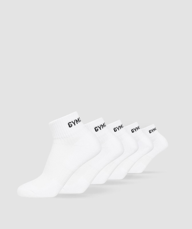 Gymshark Quarter Socks 5pk Sokken Dames Wit | XCGJ92514