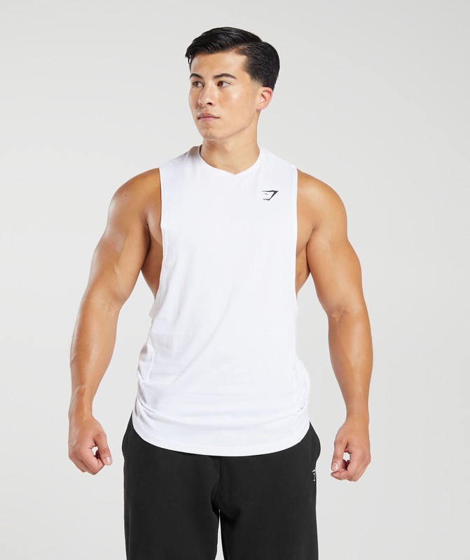 Gymshark React Drop Arm Tank Tanktop Heren Wit | PCBF34209