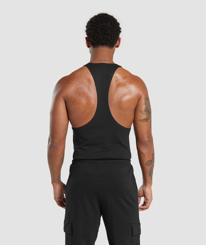 Gymshark React Stringer Stringer Heren Zwart | FLEK41528