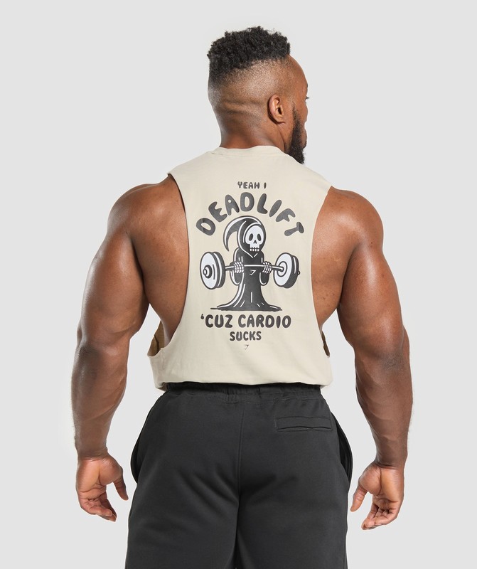 Gymshark Reaper Drop Arm Tank Tanktop Heren Grijs | INHX65237