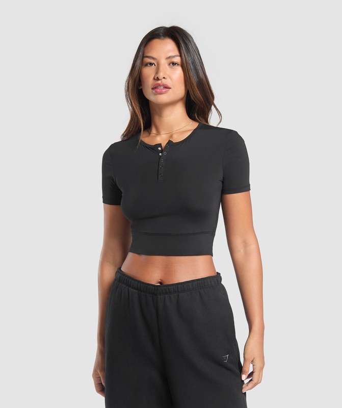 Gymshark Rest Day Buttery Soft Midi Top Top Dames Zwart | BFLR94580
