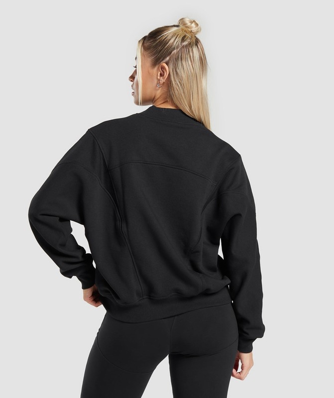 Gymshark Rest Day Cotton Contour Pullover Pullover Dames Zwart | UQMH07691