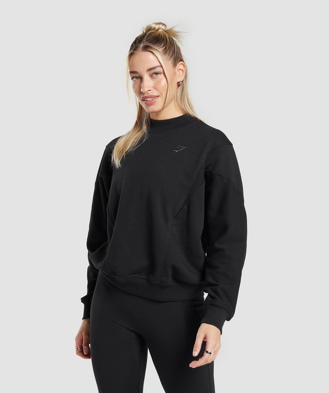 Gymshark Rest Day Cotton Contour Pullover Pullover Dames Zwart | UQMH07691