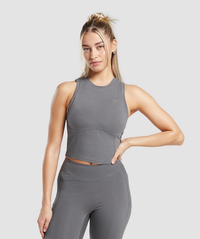 Gymshark Rest Day Cotton Contour Tank Tanktop Dames Grijs | HENO60543