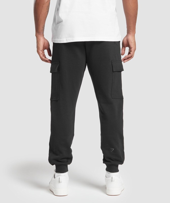 Gymshark Rest Day Essentials Cargo Joggers Joggingbroek Heren Zwart | HCKM75609