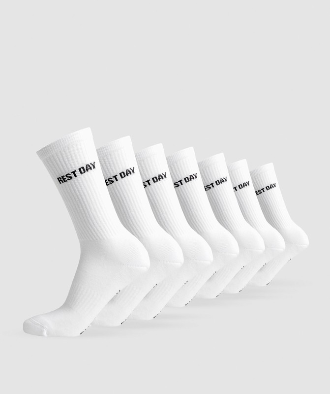 Gymshark Rest Day Graphic Socks 7pk Sokken Dames Wit | JNFI50846